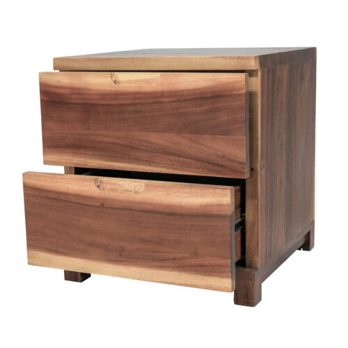 Akira Double Drawer Solid Wood Night Stand - Image 2